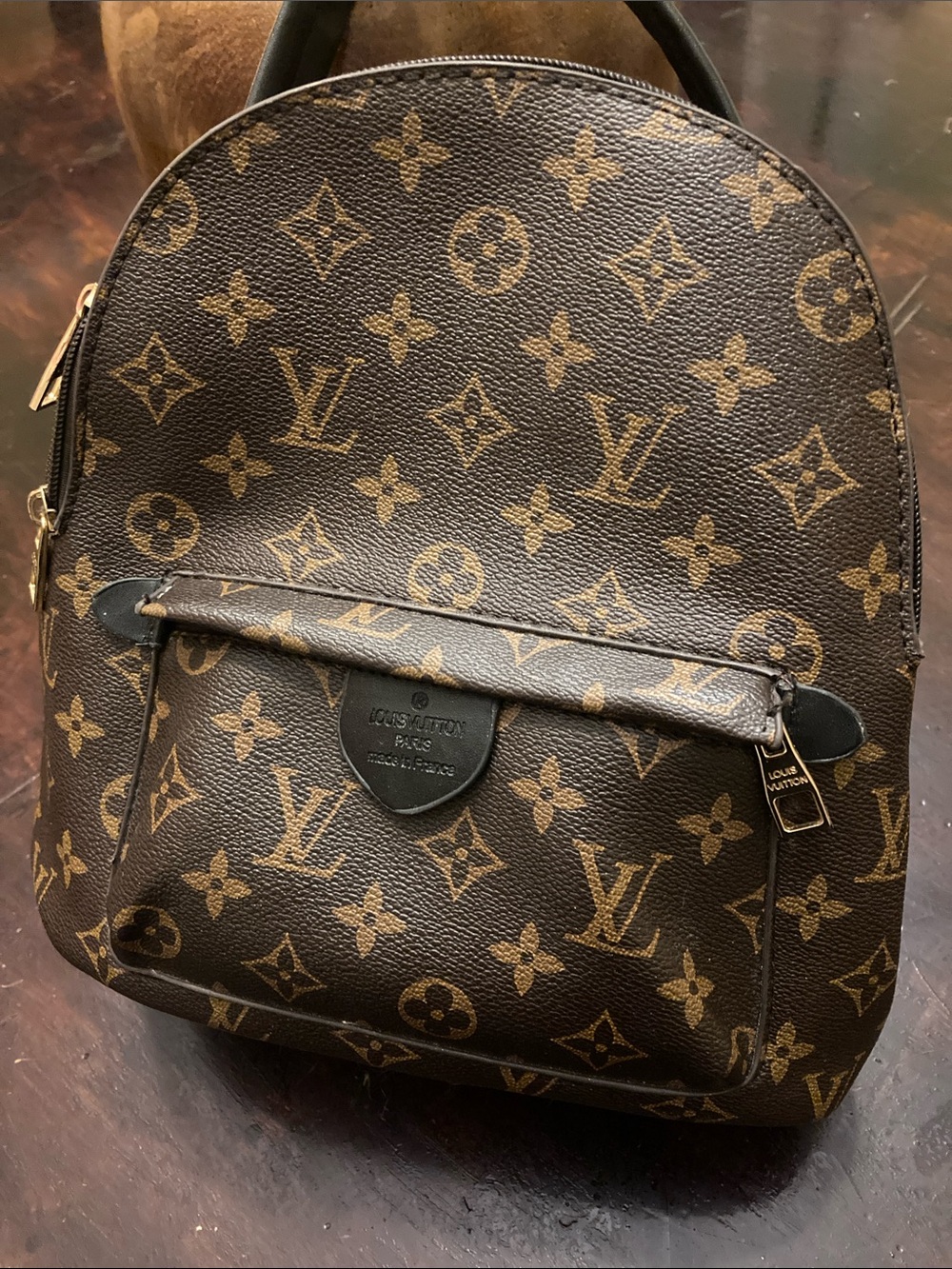 Modified/converted to a tote monogram   Canvas mini Backpack Tote in Brown/khaki